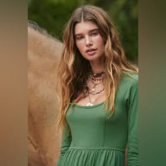 Free people beach Sylvie green Maxi dress - Picture 3 of 3